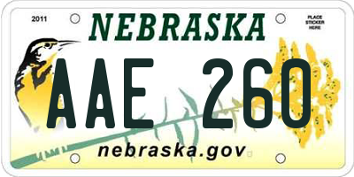 NE license plate AAE260
