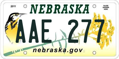 NE license plate AAE277