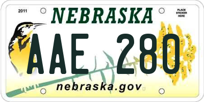 NE license plate AAE280