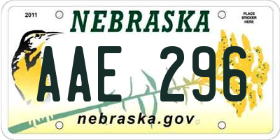 NE license plate AAE296