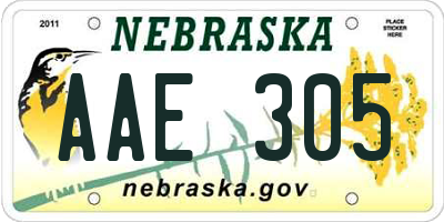 NE license plate AAE305