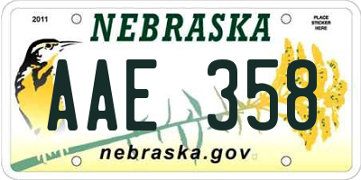 NE license plate AAE358