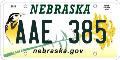 NE license plate AAE385