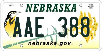 NE license plate AAE388