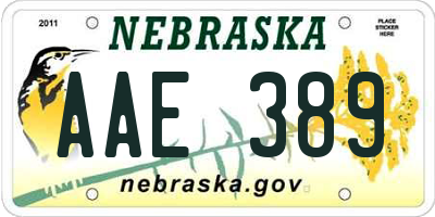 NE license plate AAE389