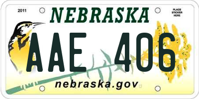 NE license plate AAE406