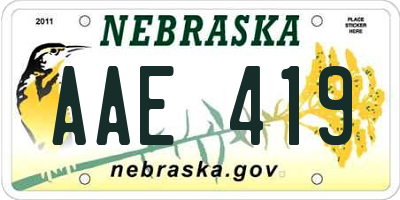 NE license plate AAE419