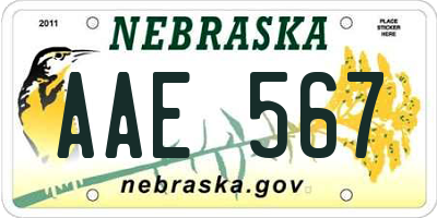 NE license plate AAE567