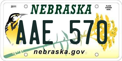 NE license plate AAE570