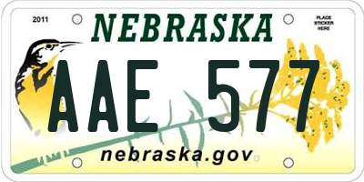 NE license plate AAE577