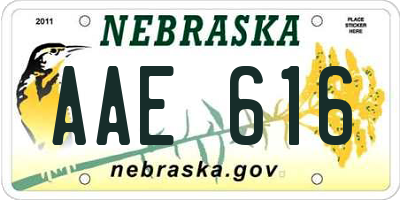 NE license plate AAE616