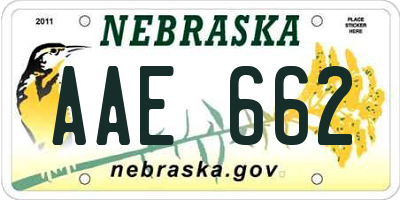 NE license plate AAE662