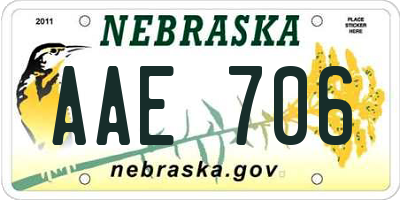 NE license plate AAE706