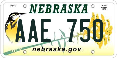 NE license plate AAE750