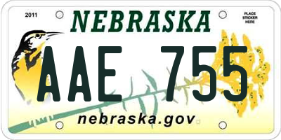 NE license plate AAE755