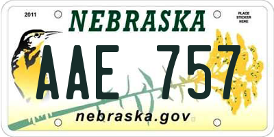 NE license plate AAE757
