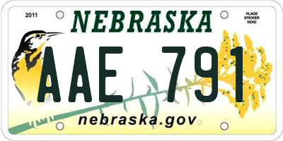 NE license plate AAE791
