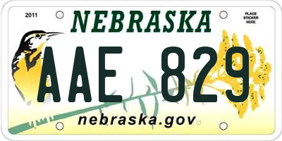 NE license plate AAE829