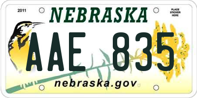 NE license plate AAE835