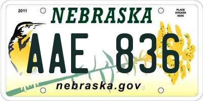 NE license plate AAE836