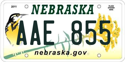 NE license plate AAE855