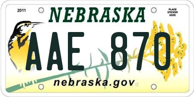 NE license plate AAE870