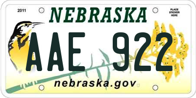 NE license plate AAE922