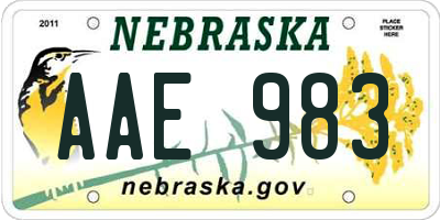 NE license plate AAE983