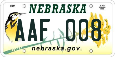 NE license plate AAF008