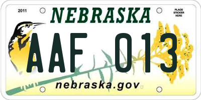 NE license plate AAF013