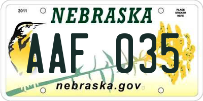 NE license plate AAF035