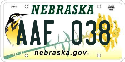 NE license plate AAF038