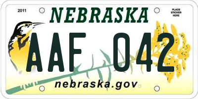 NE license plate AAF042