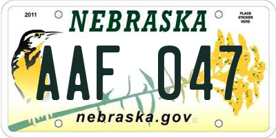 NE license plate AAF047