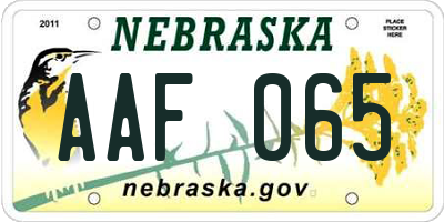 NE license plate AAF065