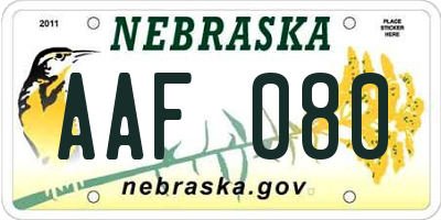 NE license plate AAF080