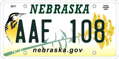 NE license plate AAF108