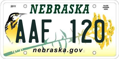 NE license plate AAF120