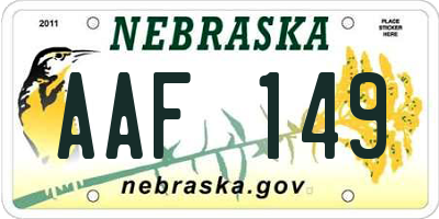 NE license plate AAF149