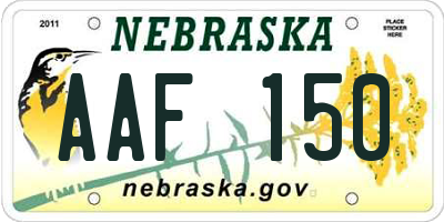 NE license plate AAF150
