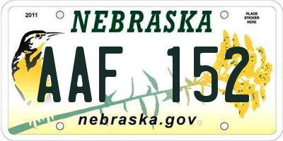 NE license plate AAF152