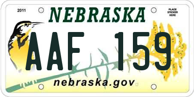 NE license plate AAF159