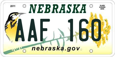 NE license plate AAF160