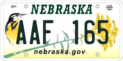 NE license plate AAF165