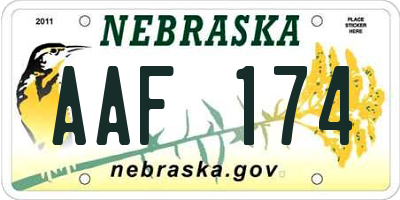 NE license plate AAF174