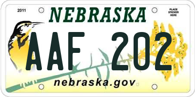 NE license plate AAF202