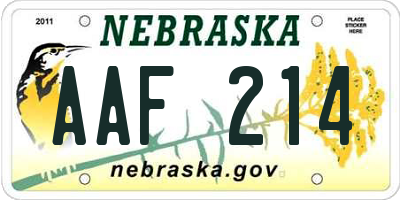 NE license plate AAF214