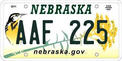 NE license plate AAF225