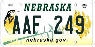NE license plate AAF249