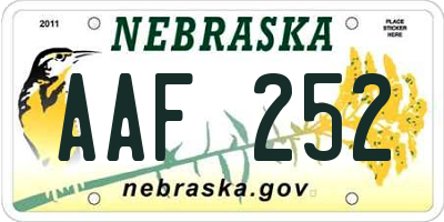 NE license plate AAF252